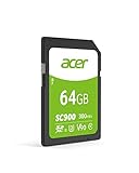 Acer SC900 64GB SDXC UHS-II Professional Digital SD Memory Card - C10, U3, V90, 4K, Full HD Video - Up to 300MB/s Read Speed for DSLR and Camera - BL.9BWWA.310