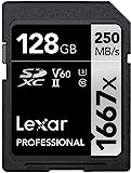 Lexar Professional 1667x 128GB SDXC UHS-II Memory Card, C10, U3, V60, Full-HD & 4K Video, Up To 250MB/s Read, for Professional Photographer, Videographer, Enthusiast (LSD128CBNA1667)